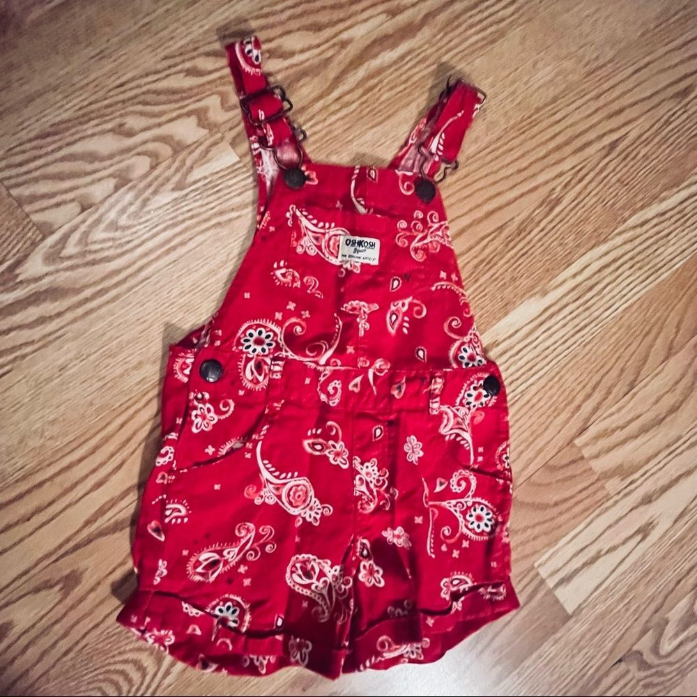 OshKosh B'gosh Kids Red Bandana Print Overalls 2T